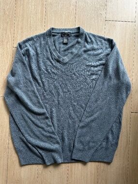 Dockers Mens Sweater XL Grey V-neck Acrylic Pullover Long Sleeve